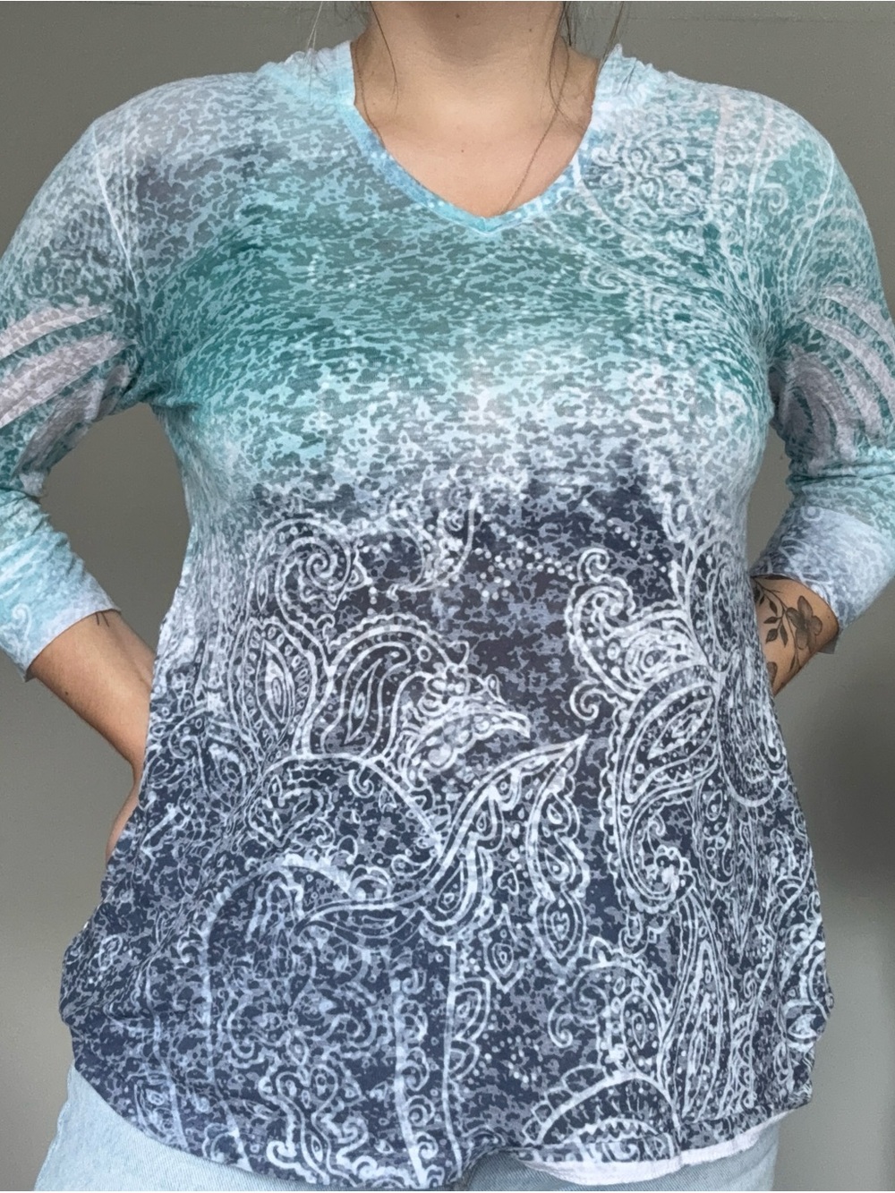 Style & Co Sport Paisley Hooded Top Y2K Style